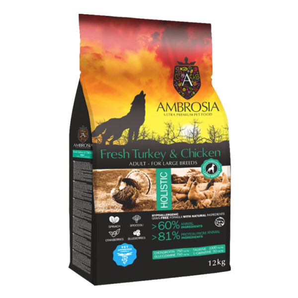 Ambrosia Grain Free Adult Large - Turkey & Chicken 12kg
