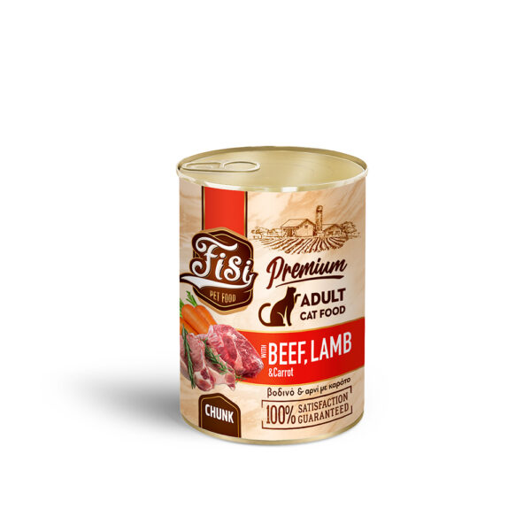 FISI CAT ADULT ΒΟΔΙΝΟ ΜΕ ΑΡΝΙ & ΚΑΡΟΤΟ ΣΕ ΣΑΛΤΣΑ 400gr