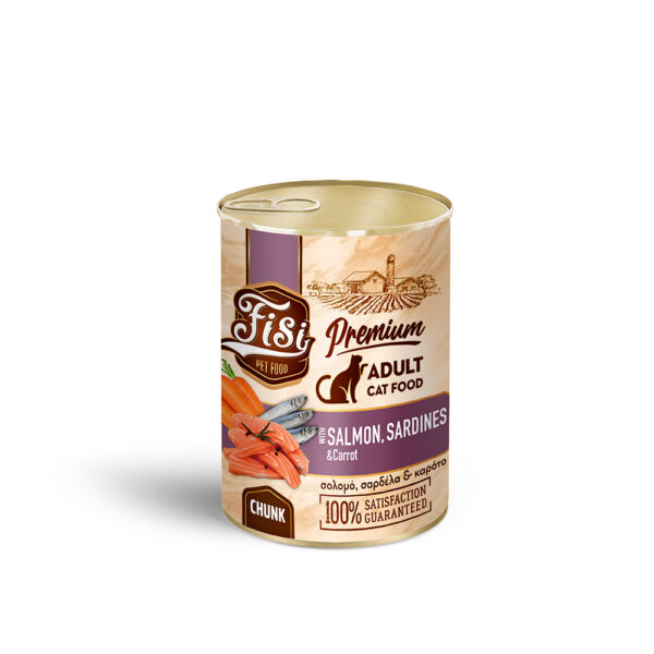 FISI CAT ADULT ΣΟΛΟΜΟΣ ΜΕ ΣΑΡΔΕΛΑ & ΚΑΡΟΤΟ ΣΕ ΣΑΛΤΣΑ 400gr