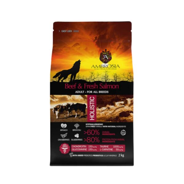 Ambrosia Grain Free Adult Beef & Fresh Salmon 12kg