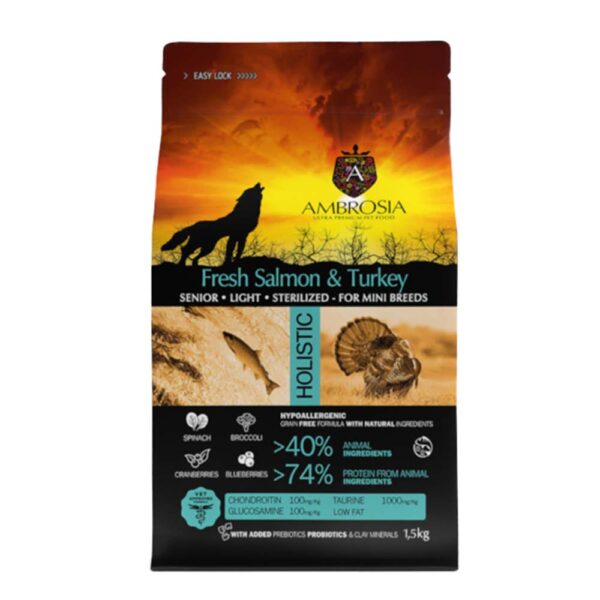 Ambrosia Grain Free Adult Mini Sterilized Fresh Salmon & Turkey 5kg