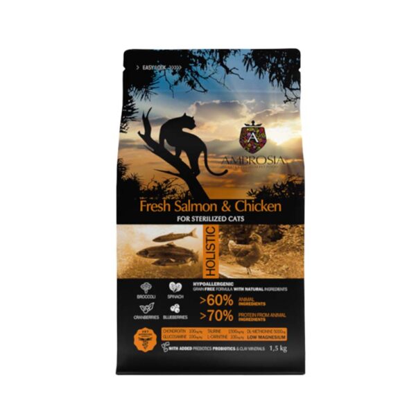 Ambrosia Grain Free Cat Adult Sterilized Fresh Salmon & Chicken 1,5kg