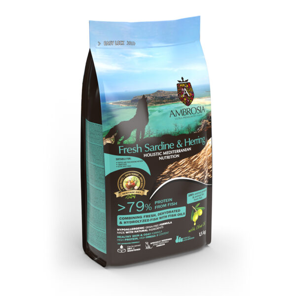 Ambrosia Mediterranean Diet Grain free Puppy Fresh Sardine & Herring 1,5kg