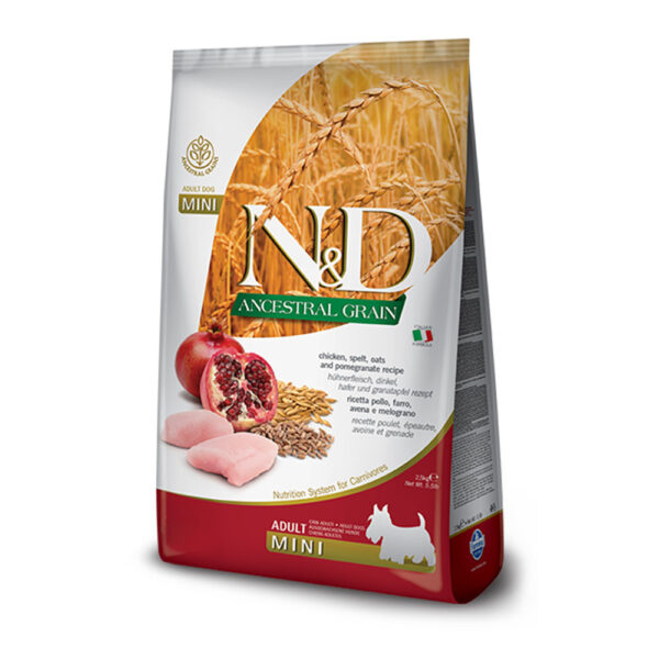 N&D ANCESTRAL GRAIN LG CHICKEN & POMEGRANATE adult mini 2,5kg