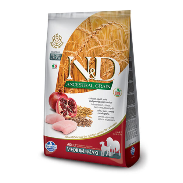 N&D ANCESTRAL GRAIN LG CHICKEN & POMEGRANATE adult med/max 2.5kg