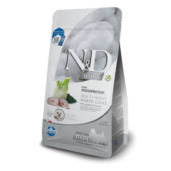 N&D WHITE CANINE FORMULA SEA BASS, RICE FENNEL E SPIRULINA ADULT MINI 2 KG
