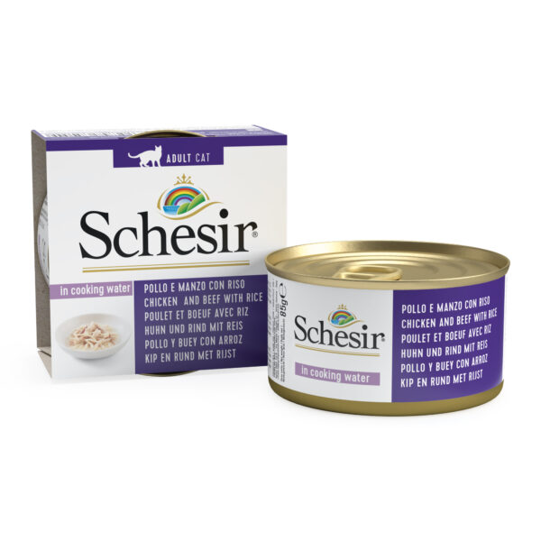 Schesir Natural Adult για Γάτες Κοτόπουλο & Μοσχάρι με Ρύζι 85gr