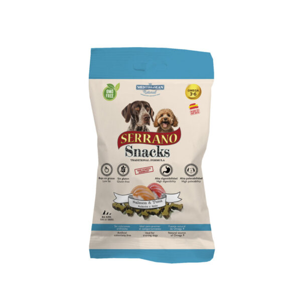 Mediterranean natural Λιχουδιές Serrano σε μικρές μπουκιές με σολομό και τόνο 100gr