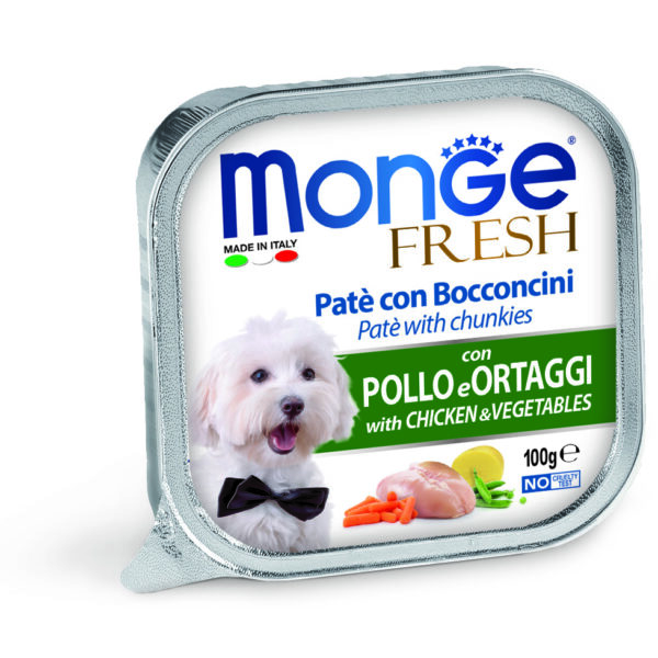 Monge Fresh  Adult για Σκύλους Πατέ & Κομματάκια  με Κοτόπουλο & Λαχανικά 100g  Alucups