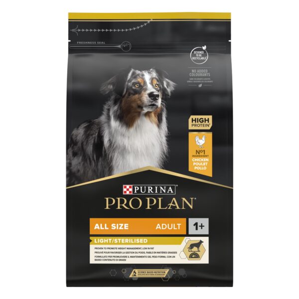 PURINA PRO PLAN DOG ALL SIZES ADULT LIGHT/STERILISED 3KG