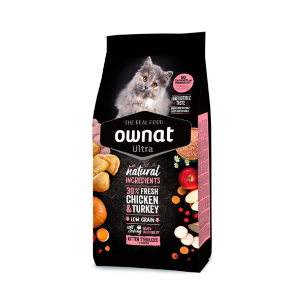Ownat Ultra Kitten Sterilized με Κοτόπουλο και Γαλοπούλα 3kg