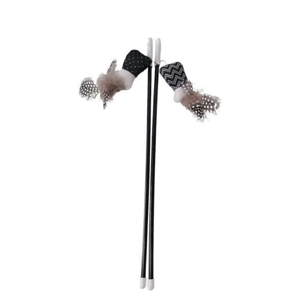 PET INTEREST CAT TEASER STICK w PLUSH TOY & FEATHER 1pc
