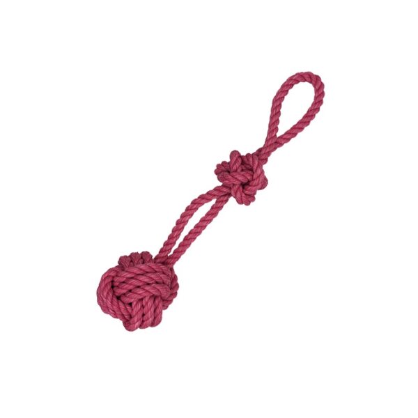 PET INTEREST ROPE TOY BALL w HANDLE & KNOT-BACON FLAVOR 45cm