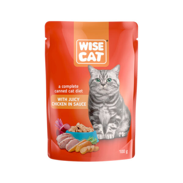 WISE CAT WITH JUICY CHICKEN IN SAUCE 100gr