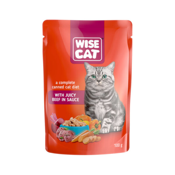 WISE CAT WITH JUICY BEEF IN SAUCE 100gr