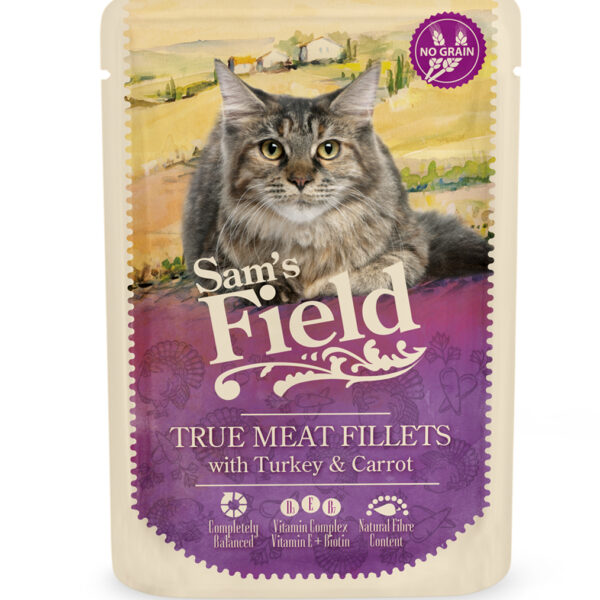 Sam's Field True Meat Fillets  Turkey & Carrot  85gr (Ημ. Λήξης 21.2.2026)