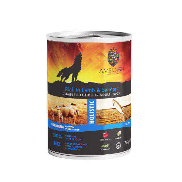 Ambrosia Wet Food Adult Dog Lamb & Salmon with Apples 395gr