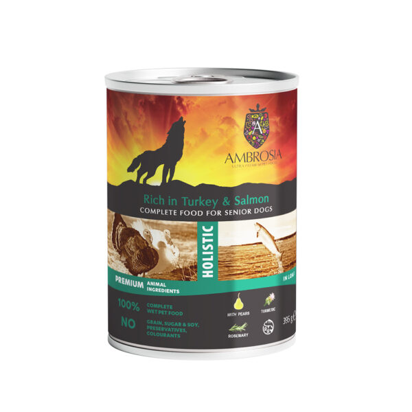 Ambrosia Wet Food Senior Dog Turkey & Salmon with Pears 395gr