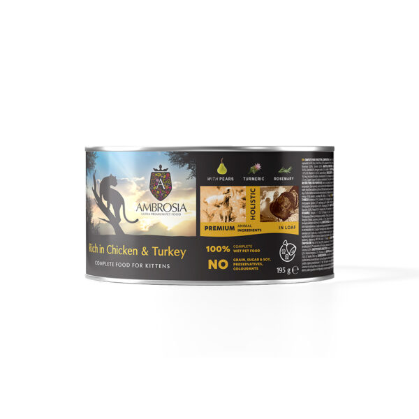 Ambrosia Wet Food Kitten Chicken & Turkey with pears 195gr